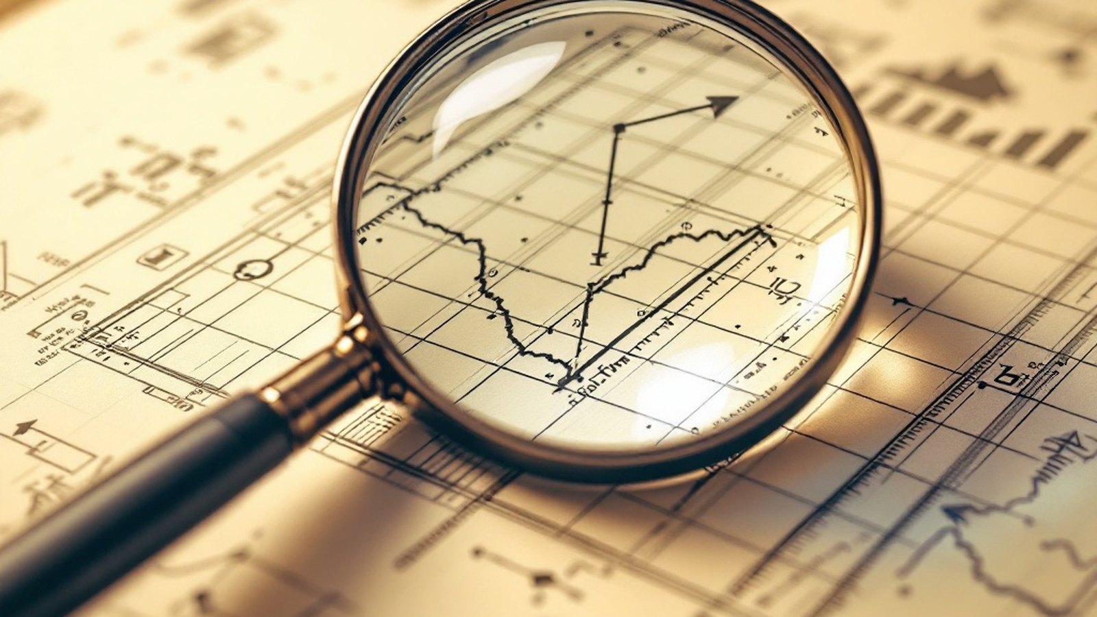 A pen-and-ink technical sketch on faint graph paper: a magnifying glass hovering over a small grid of pixels, a few format thumbnails and one smooth vector curve annotated alongside